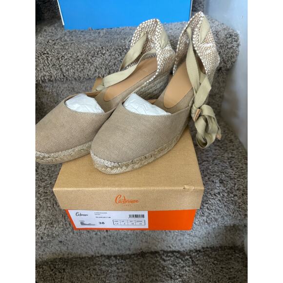 Carina Linen Wedge Espadrille Sandals NIB 7.5 - Picture 7 of 8